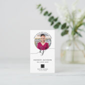 Script Monogram Cirkel Zakelijk Foto Logo QR Code Visitekaartje (Staand voorkant)
