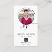 Script Monogram Cirkel Zakelijk Foto Logo QR Code Visitekaartje (Voorkant)