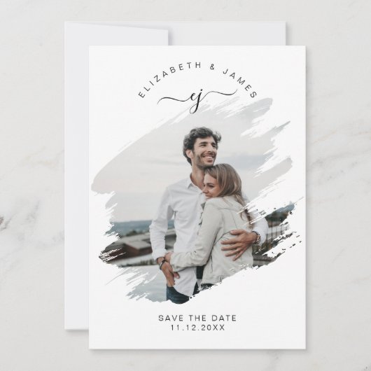Script Monogram Eenvoudig Rustieke Minimalistische Save The Date (Voorkant)