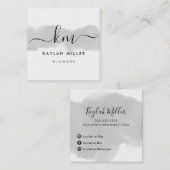 SCRIPT MONOGRAM elegante initialen grijs waterverf Vierkante Visitekaartje (Voorkant / Achterkant)