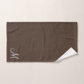 Script Monogram Faux Linen Dark Brown Bad Handdoek (Handdoek)