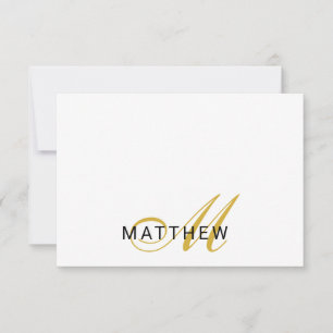Script Monogram Goud Zwart Notitiekaartje