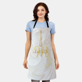 Script Monogram Gouden Gardeer Marble Swirls Schort (Gedragen)
