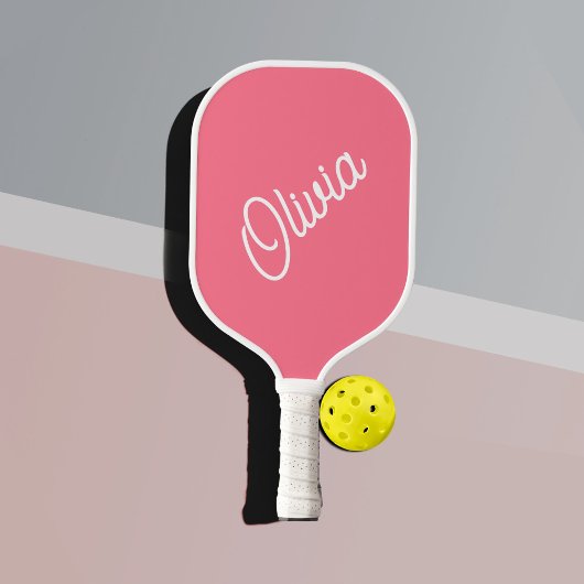 Script monogram, helder roze pickleball paddle