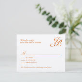 Script Monogram Huwelijks RSVP Kaart (Oranje) (Staand voorkant)