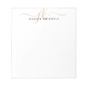 Script Monogram Initiaal Naam Gold Black Notitieblok (Voorkant)