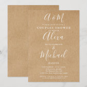 Script Monogram Kraft Koppel Trouw Bruiloft Kaart (Voorkant / Achterkant)