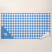 Script Monogram lichtblauw buffelcontrolepatroon Strandlaken (Voorkant)