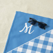 Script Monogram lichtblauw buffelcontrolepatroon Strandlaken (In situ)