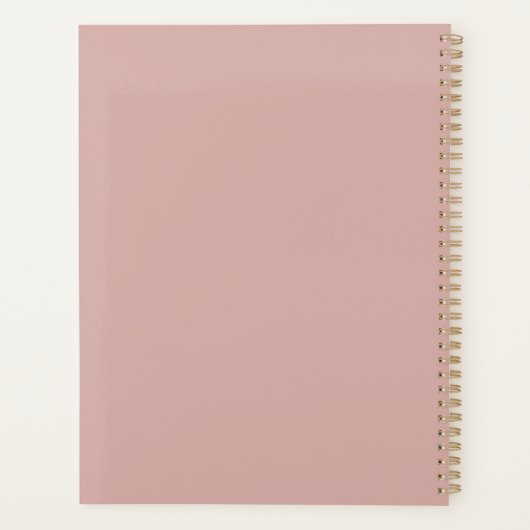 Script monogram, modern blush roze planner (Achterkant)