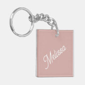 Script monogram, modern blush roze sleutelhanger (Voorkant Links)
