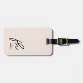 Script Monogram Modern Eenvoudig Elegant Blush Pin Bagagelabel (Voorkant horizontaal)
