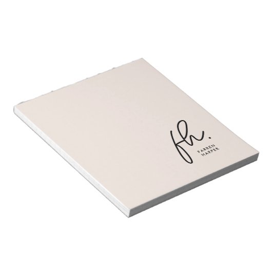 Script Monogram Modern Minimal Blush Pink Simple Notitieblok (Schuin)