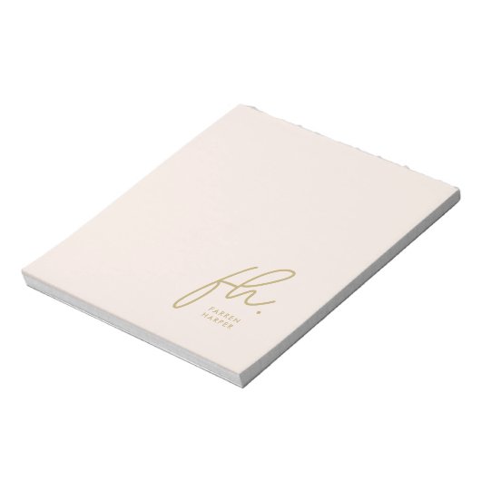 Script Monogram Modern Minimal Blush Pink Simple Notitieblok (Gedraaid)