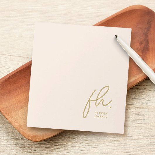 Script Monogram Modern Minimal Blush Pink Simple Notitieblok