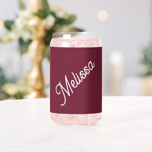 Script monogram, modern rood blikvorm glas (Insitu (Huwelijk))