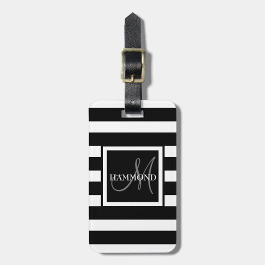 Script Monogram | Moderne streaming Bagagelabel (Voorkant verticaal)