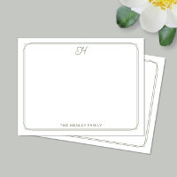 Script Monogram Mooie Familie Briefpapier Groen