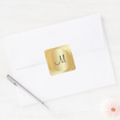 Script Monogram Sjabloon Faux Gold Custom Modern Vierkante Sticker (Envelop)