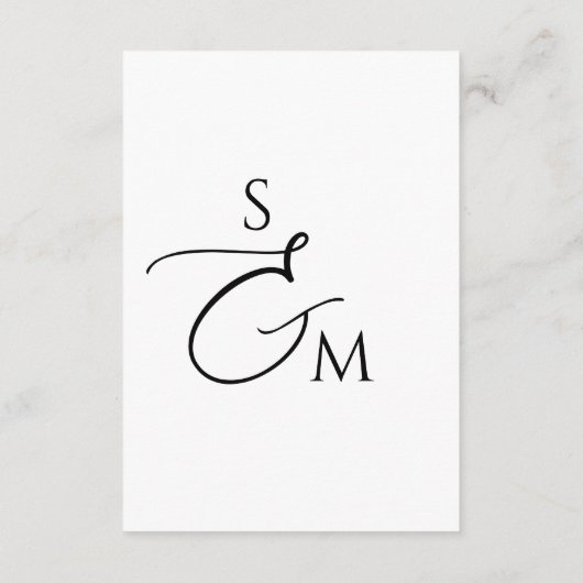 Script Monogram Wedding Details White QR Code Informatiekaartje (Achterkant)