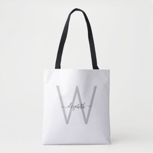Script Monogram Witte Canvas tas (Voorkant)