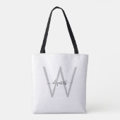 Script Monogram Witte Canvas tas (Achterkant)