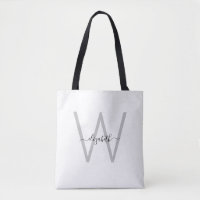 Script Monogram Witte Tote Tas