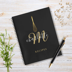 Script Monogram Zwart Goud Gardeer Recept Notitieboek