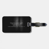 Script-monogram zwart grijs bagagelabel (Achterkant horizontaal)