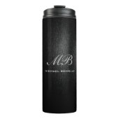 Script monogram zwart grijs modern schattig thermosbeker (Voorkant)