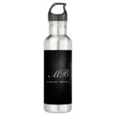 Script monogram zwart grijs modern schattig waterfles  (Voorkant)