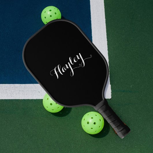 Script-monogram zwart pickleball paddle