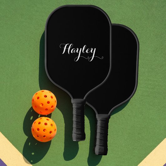 Script-monogram zwart pickleball paddle