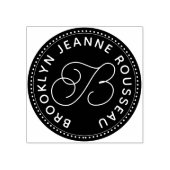 Script Monogram zwart wit Rubberstempel (Afrduk)