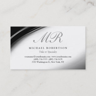Script Monogramme blanc Motif noir Carte de visite