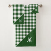 Script Monogramme Blanc Vert Buffalo Plaid Motif (En situation)