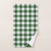Script Monogramme Blanc Vert Buffalo Plaid Motif (Serviette à main)