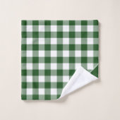 Script Monogramme Blanc Vert Buffalo Plaid Motif (Gant de toilette)