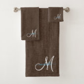Script Monogramme Faux Linen Dark Brown (En situation)