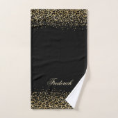 Script Monogramme Imprimé Léopard Noir Paillettes (Serviette à main)
