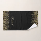 Script Monogramme Imprimé Léopard Noir Paillettes (Serviette à main)