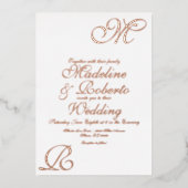 Script Monogramme Mariage Foil Pressé Invitation (Recto)