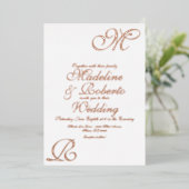 Script Monogramme Mariage Foil Pressé Invitation (Debout devant)