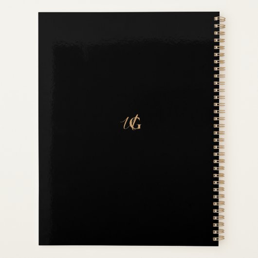 Script Monogramme moderne noir et or (Dos)