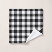 Script Monogramme noir blanc Buffalo plaqué Motif (Gant de toilette)