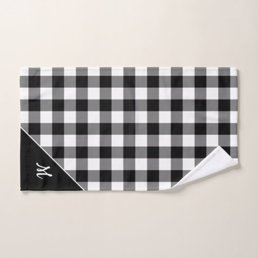 Script Monogramme noir blanc Buffalo plaqué Motif (Serviette à main)