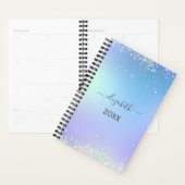 Script Monogramme Paillettes Arc-en-Ciel Bleu Viol (Devant avec enveloppe)