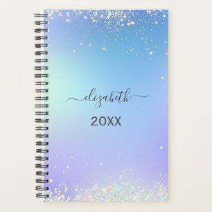 Script Monogramme Paillettes Arc-en-Ciel Bleu Viol
