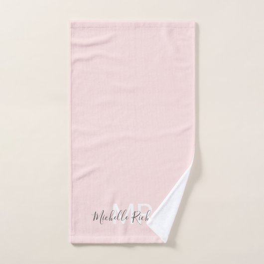 Script monogramme rose vif moderne (Serviette à main)