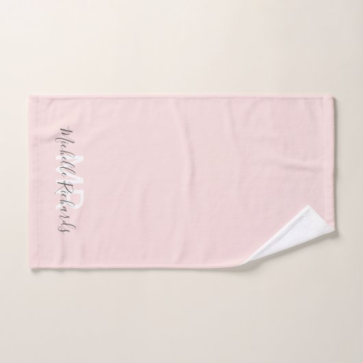 Script monogramme rose vif moderne (Serviette à main)